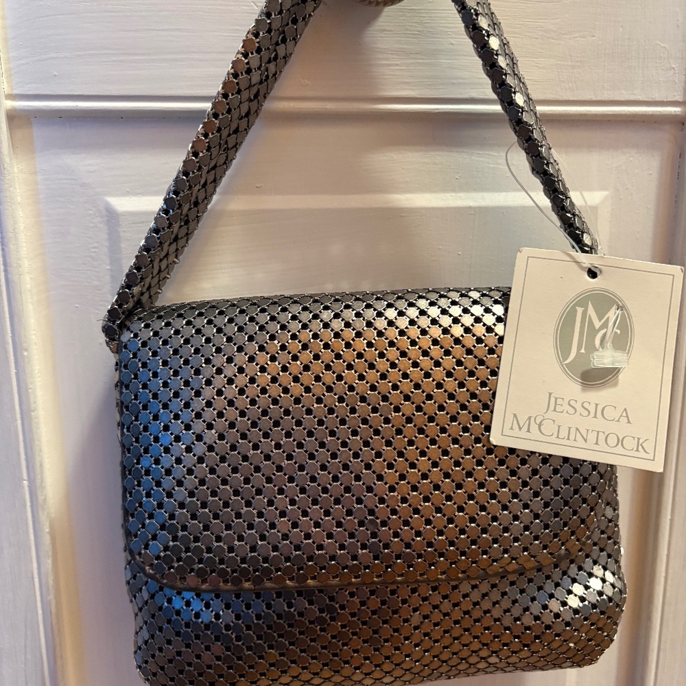 Graphite metal evening bag